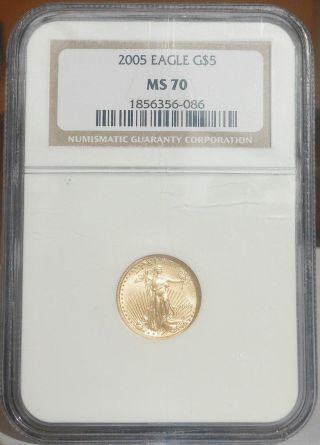 2005 G $5 Ngc Ms 70 1/10 Th Oz Gold American Eagle Perfect Coin photo