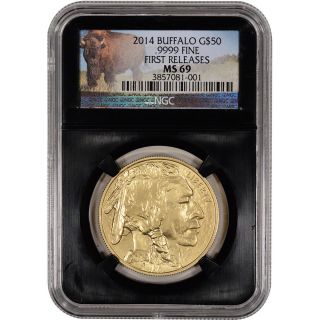 2014 American Gold Buffalo (1 Oz) $50 - Ngc Ms69 - First Releases - Buffalo Label photo
