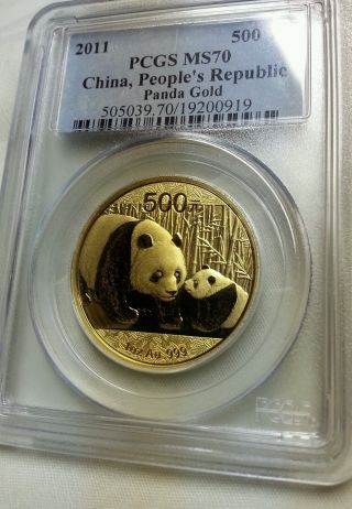 2011 Gold Chinese Panda Pcgs Ms 70 500 Yuan photo
