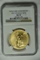 2011 - W $50 Burnished Gold Eagle 25th Anniv.  Ngc Ms70 + Ogp Gold photo 1