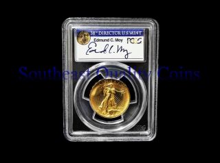 2009 Pcgs Ms70 Uhr $20 Ultra High Relief Gold Double Eagle Edmund Moy Signed photo
