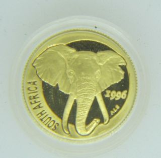 1996 - South Africa - Natura - Gold Elephant - Tenth Ounce.  9999 Gold - 1/10 Ozt photo