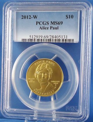 2012 W Alice Paul First Spouse Series $10 99.  99% Pure Gold 1/2 Oz.  Pcgs Ms69 photo