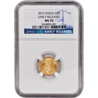 2013 American Gold Eagle (1/10 Oz) $5 - Ngc Ms70 - Early Releases photo