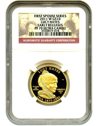 2011 - W Lucy Hayes $10 Ngc Proof 70 Ucam (early Releases) photo