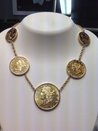 Stunning $50.  00 Dollar Face Value United States Gold Coin Necklace 1879 - 1909 photo
