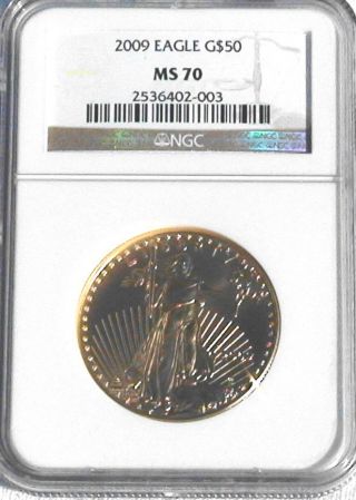 2009 American Gold Eagle $50 1oz Ms70 Ngc 03 photo