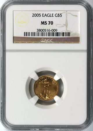 2005 Gold Eagle $5 Ngc Ms70 Tenth - Ounce (1/10oz) photo