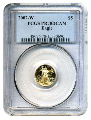 2007 - W Gold Eagle $5 Pcgs Proof 70 Dcam American Gold Eagle Age photo