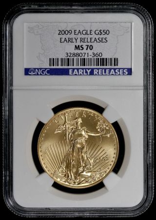 2009 Ngc Ms - 70 $50 Eagle Early Releases 1oz Fine Gold Ncn593 photo