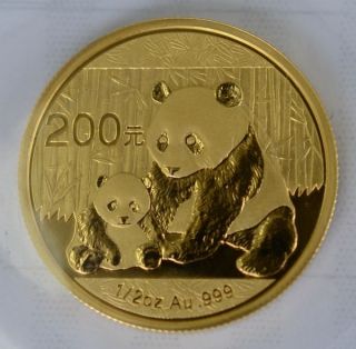 24k Panda Gold Coin Of Peoples Of China 1/2 Oz 2012 99.  99,  Ic photo