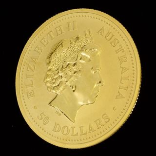24k Australian Perth Gold Coin 99.  99 1/2 Oz Australian Kangaroo 2005,  Ic photo