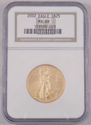 2002 American Eagle 1/2 Oz $25 Twenty Five Dollar Gold Bullion Coin Ngc Ms69 photo