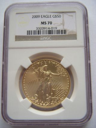 2009 Ngc Ms70 American Eagle - 1 Troy Ounce Gold - $50 photo