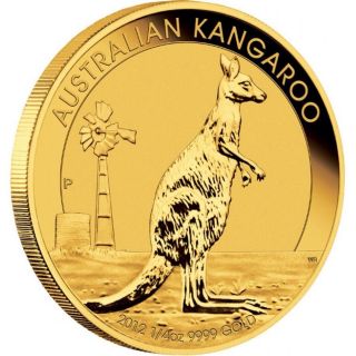 2012 Perth Australia 1/4 Oz Gold 9999 Kangaroo Coin Low Mintage Rare photo