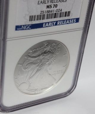 2007 W Burnished Siver Eagle Ngc Early Release Blue Label Ms70 photo
