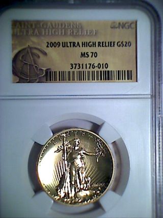 2009 $20 Gold High Relief,  Ngcms70,  With Boxes & Papers photo