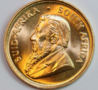 1975 1.  0 Oz Gold South African Krugerrand Coin.  Uncirculated photo