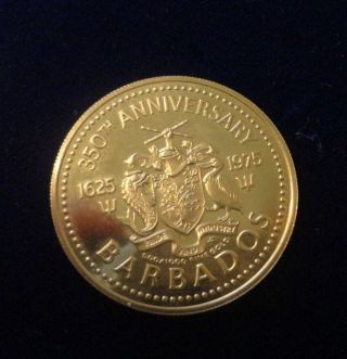 1975 Barbados $100 (350th Anniversary) Gold Coin photo