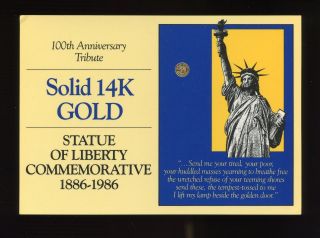 1986 100th.  Anniversary (statue Of Liberty) 14 - K Gold Coin 13 photo