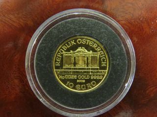2009 1/10 Gold Philharmonic Coin Austria 10 Euro Wiener Philharmoniker photo