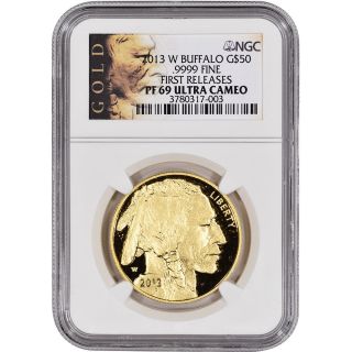 2013 - W American Gold Buffalo Proof (1 Oz) $50 - Ngc Pf69 Ucam - First Releases photo