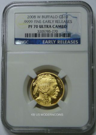 2008 W $10 Gold Buffalo Ngc Pf70 Early Releases photo