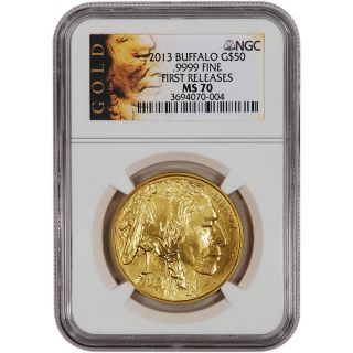 2013 American Gold Buffalo (1 Oz) $50 - Ngc Ms70 - First Releases - Gold Label photo