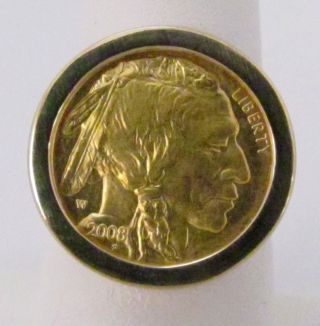 14kt Gold Ring With 1/10 Oz 2008 American Buffalo Gold Coin photo