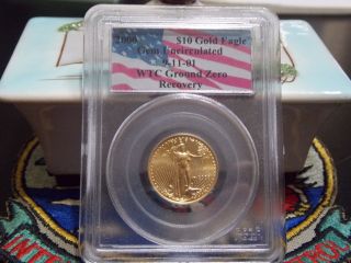 2000 $10 Gold Eagle Pcgs Gem Unc Wtc World Trade Center Recovery 911 photo
