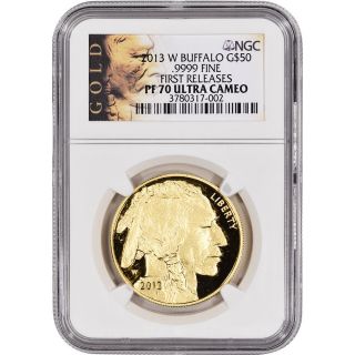 2013 - W American Gold Buffalo Proof (1 Oz) $50 - Ngc Pf70 Ucam - First Releases photo