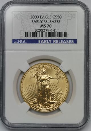 2009 Early Releases Gold Eagle $50 One Ounce Ms 70 Ngc 1 Oz Fine Gold photo