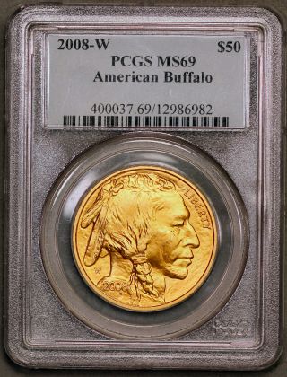 2008 - W Pcgs Ms 69 1 Oz.  Buffalo $50 Gold Uncirculated Rare One Year Type Coin photo