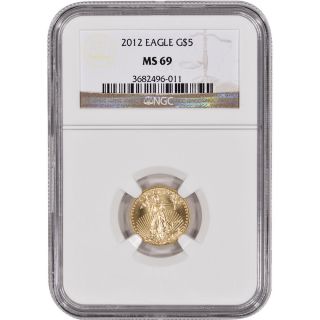 2012 American Gold Eagle (1/10 Oz) $5 - Ngc Ms69 photo