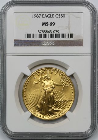 1987 Gold Eagle $50 One - Ounce Ms 69 Ngc 1 Oz Fine Gold photo