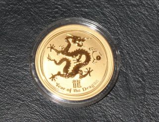 2012 Year Of The Dragon 1/2 Ounce.  9999 Gold Coin Lunar Series Ii photo