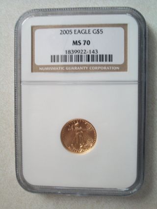 2005 Gold Eagle $5 Ngc Ms70 Tenth - Ounce (1/10oz) photo