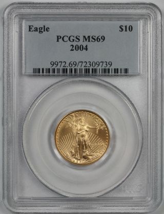 2004 American Gold Eagle $10 Quarter - Ounce Ms 69 Pcgs photo
