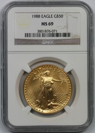 1988 American Gold Eagle $50 One - Ounce Ms 69 Ngc photo