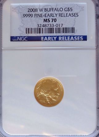 2008 - W $5 Early Releases Gold Buffalo Ngc Ms70 photo