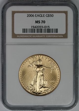 2006 American Gold Eagle $50 One - Ounce Ms 70 Ngc photo