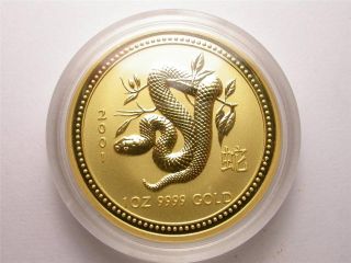 2001 Australia Year Of The Snake 1 Ounce Gold Coin (100 Dollars) Id Cc525 photo