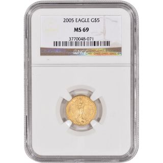 2005 American Gold Eagle (1/10 Oz) $5 - Ngc Ms69 photo