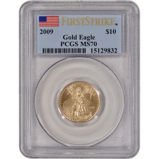 2009 American Gold Eagle (1/4 Oz) $10 - Pcgs Ms70 - First Strike photo