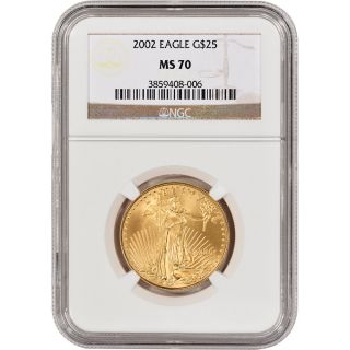 2002 American Gold Eagle (1/2 Oz) $25 - Ngc Ms70 photo