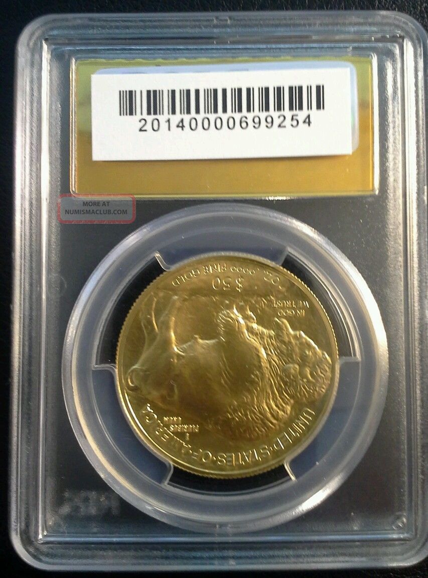 2014 1 Troy Oz. 9999 Gold Buffalo 50 Pcgs Ms70 Gold Foil Label