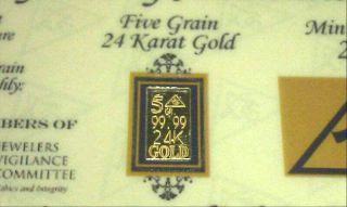 Acb Gold With 5grain 24k Solid Bullion Minted Bar 99.  99 Fine Best photo