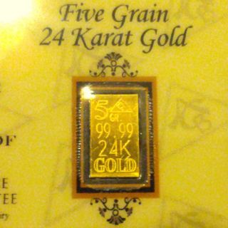 Affordable Acb 5grain 24k Solid Gold Bullion Minted Bar 99.  99 Fine With photo
