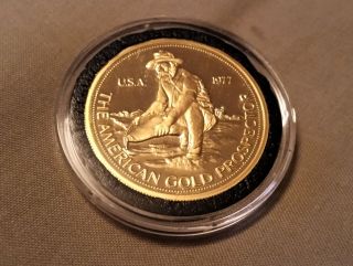 1 Oz 1977 Gold Engelhard Prospector - Prooflike Gold Round - Low Mintage Year photo