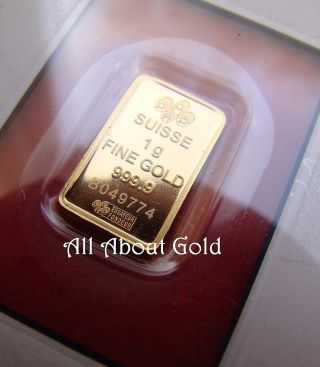 Solid Gold Bar 1 Gram Lady Fortuna Pamp Suisse Cornucopia.  9999 Pure Assay photo